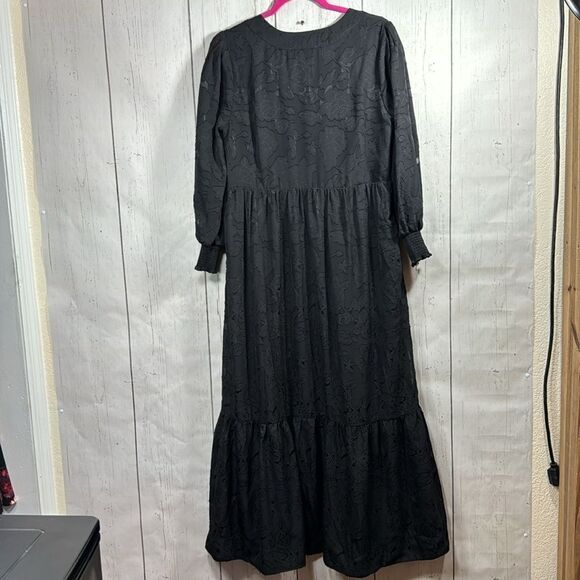 Chicos Black Floral Jacquard Maxi Dress Elegant Romantic Whimsigoth Romantic - Picture 14 of 16
